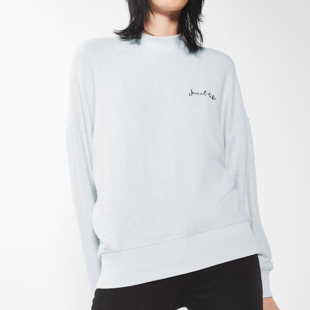 Top Shop Pale Blue Crewneck sweater -Like new “Sweetlife” Sz8 -Cozy Lake Life!☀️ - Picture 2 of 14